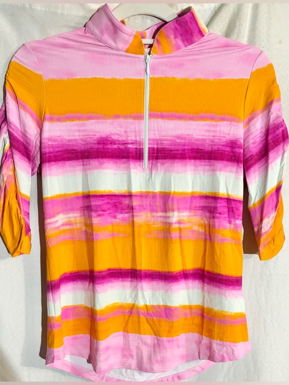 IBKul Athletic Wear 1/4 Zip Top Sz S Shirt Ruched Sleeves Fitness From 10/24